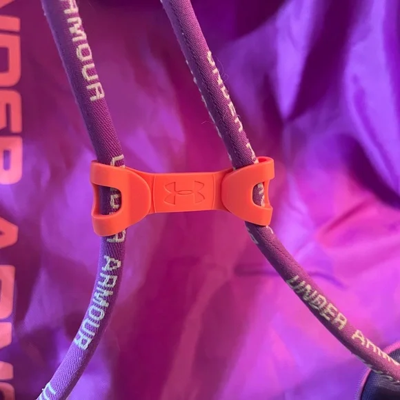 UNDER ARMOUR Ozsee Sackpack with 2 Zipper Pockets Purple and Orange - Picture 2 of 6